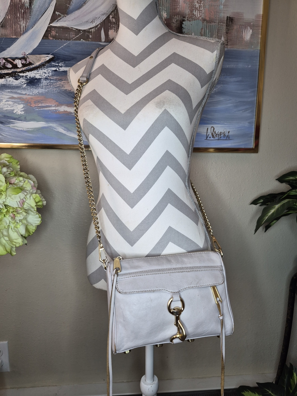 Rebecca Minkoff Soft Leather Julian Crossbody Bag in Light Gray
